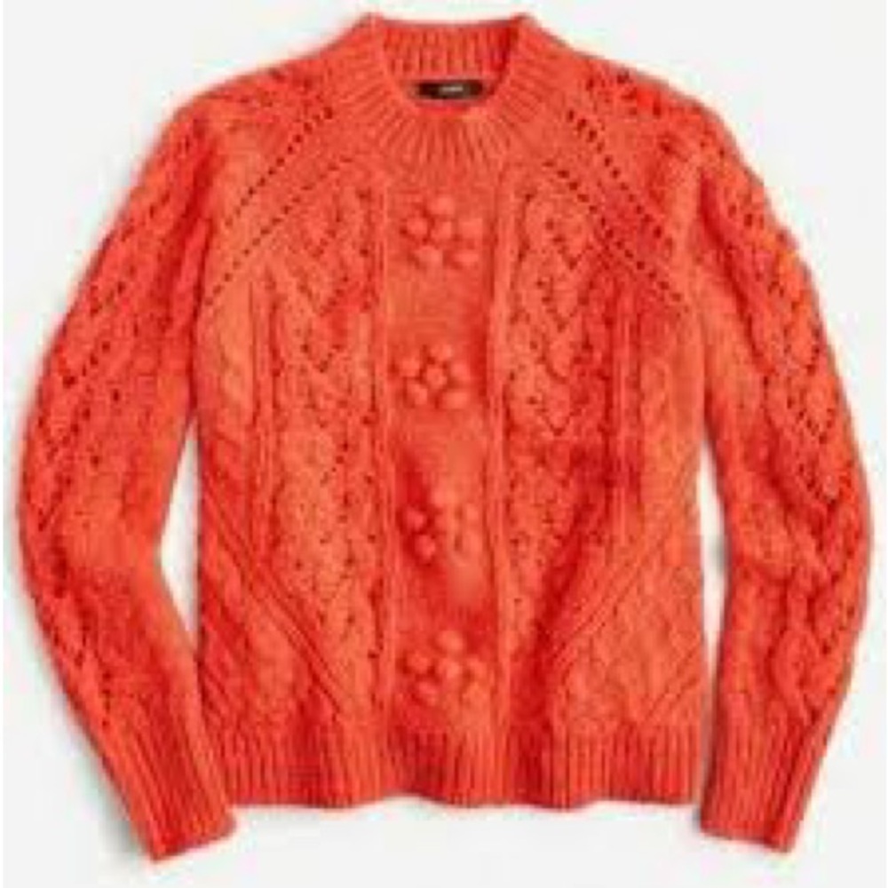 J. Crew M Cable-Knit Pointelle Sweater